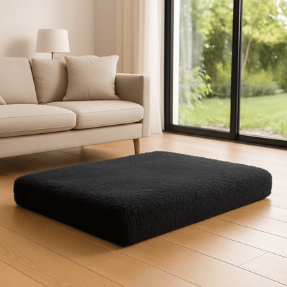 Coussin-chien-orthopédique-gris-foncé-déhoussable lavable en machine-imperméable avec matelas à mémoire de forme 100% coton haute densité pour chien de petite à moyenne taille