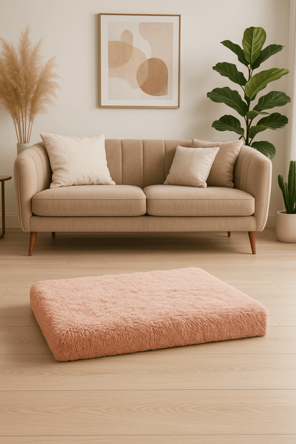 Coussin-chien-orthopédique-rose-déhoussable lavable en machine-imperméable avec matelas à mémoire de forme 100% coton haute densité pour chien de petite à moyenne taille