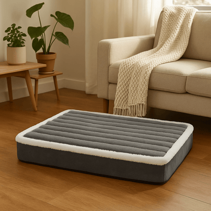 Coussin-orthopédique-pour-chien-gris-déhoussable et lavable en machine-antidérapant-imperméable pour chien de petite à moyenne taille