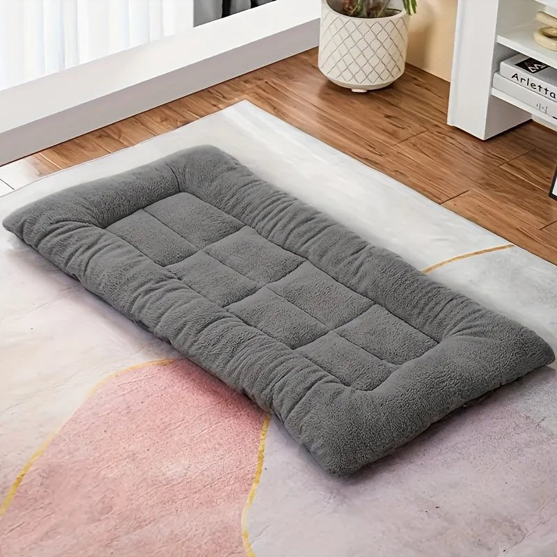 Coussin-pour-chien-lavable-polyvalent-gris avec face été et hiver en tissu et polaire rembourré 100% coton-taille XXL-120 cm pour chien jusqu'à 40 kg-polyvalent pour lit, panier, voiture, cage, cage de transport, etc.