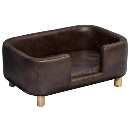 Fauteuil-pour-petit-chien-bis surélevé par 4 pieds en bouleau massif avec coussin amovible épais et 100% imperméable et lavable-design arrondi moderne avec haut rebord comme un panier et ouverture sur le devant