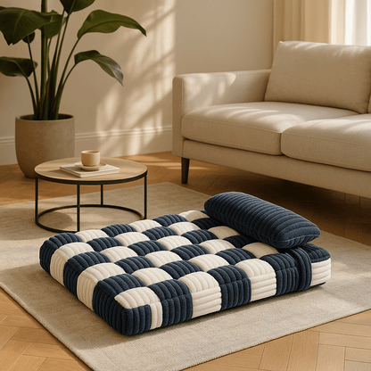 Lit-orthopédique-chien-déhoussable-lavable en machine-antidérapant-imperméable-avec un traversin en oreiller au rembourrage 100% coton haute densité-matelas à mémoire de forme ergonomique pour petit à grand chien de 0 à 40 kg-blanc et bleu-housse en velours ultra doux