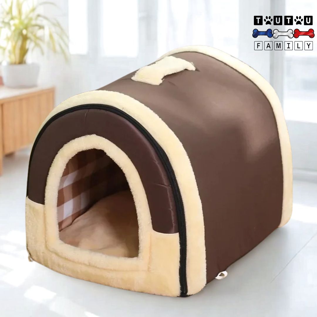 Niche-chien-interieur-avec-coussin-amovible-marron-avec-poignée-de-transport-tissu-oxford-100%-imperméable-coussin-100%-coton-amovible-et-lavable-en-machine-en-forme-de-grotte-pour-chien-respirant-avec-ses-deux-ouverture-des-2-côtés-transformable-en-panier-pour-petit-chien