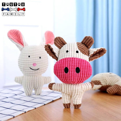 Peluche-chien-sonore-doudou-solide-mignonne-design-animaux-vache-cochon-lapin-et-éléphant-jouet-d-occupation-à-mâcher-jouet-interactif-qui-couine